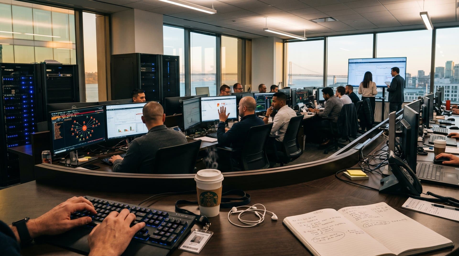 Blockchain analysts review Iranian wallet risks on multi-monitor dashboards in Chainalysis compliance center with graphs and 3D visualizations