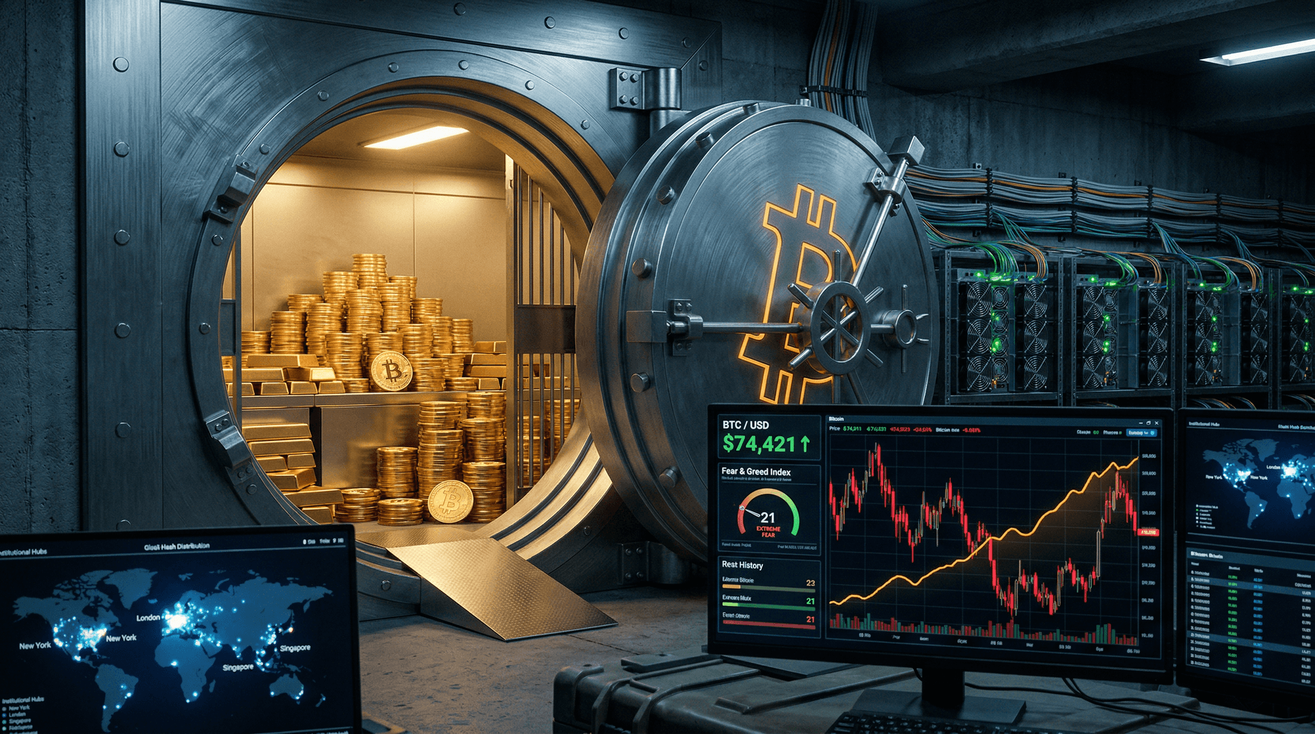 Bitcoin Safest Cryptocurrency Hits $74,421 Amid Extreme Fear