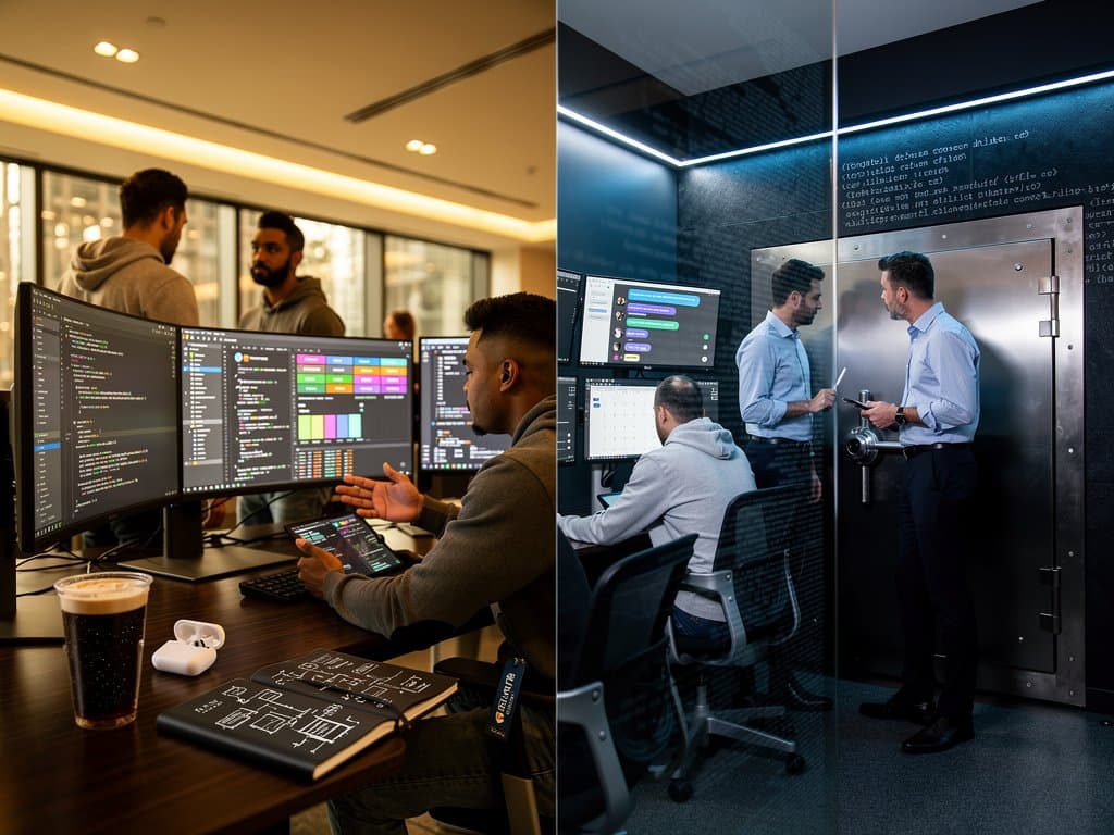 Split illustration of open GitHub forks versus locked closed-source vault with Fear & Greed chart overlay