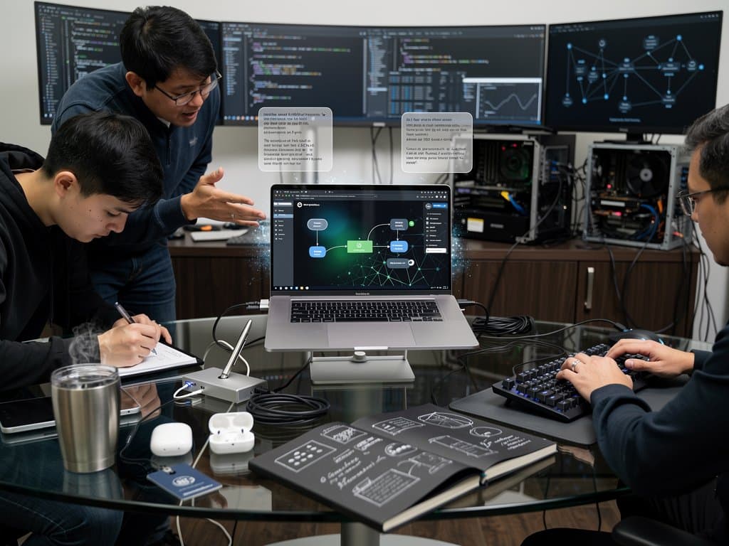 Browser interface showing AI-generated Excalidraw diagram from text prompt with WebGPU elements